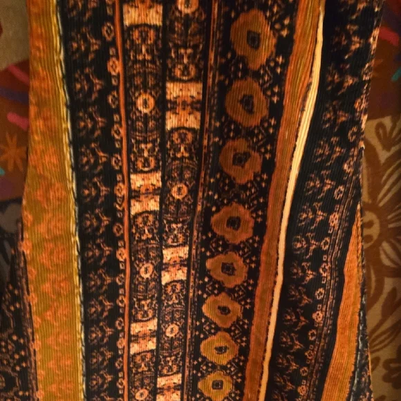 Free People Black & Mustard Patterned Flare Pants - Corduroy - Picture 6 of 6